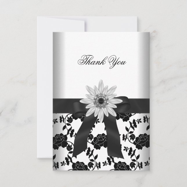Thank You Party Black White Flower Diamond (Front)