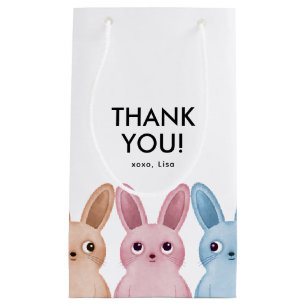 Thank you party gift with cute baby bunnies small gift bag