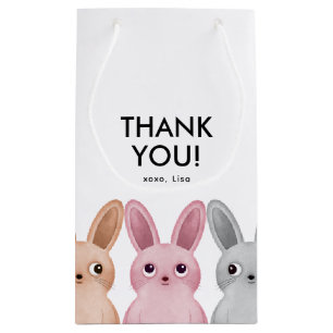 Thank you party gift with cute baby bunnies small gift bag
