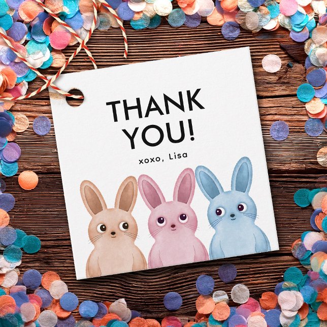 Thank you party tag with cute baby bunnies (Creator Uploaded)