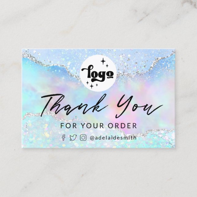thank you pastel faux glitter business card (Front)