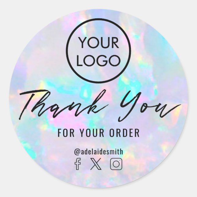 thank you pastel opal gemstone classic round sticker (Front)