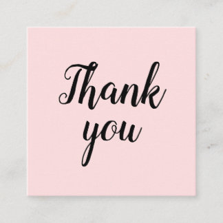 Thank you pastel pink trendy handmade simple square business card