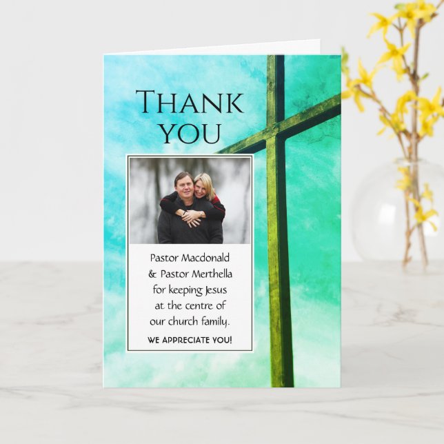 Thank You Pastor Appreciation Custom Photo Card (Yellow Flower)