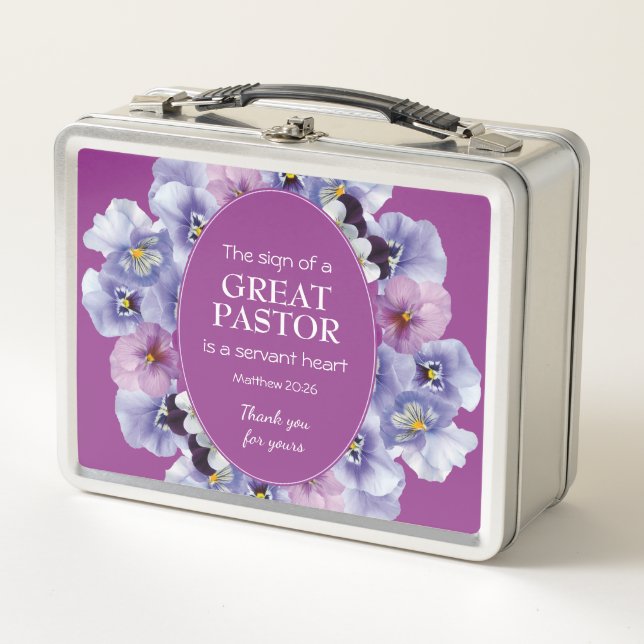 Thank You Pastor Appreciation Floral Metal Lunch Box (Front)