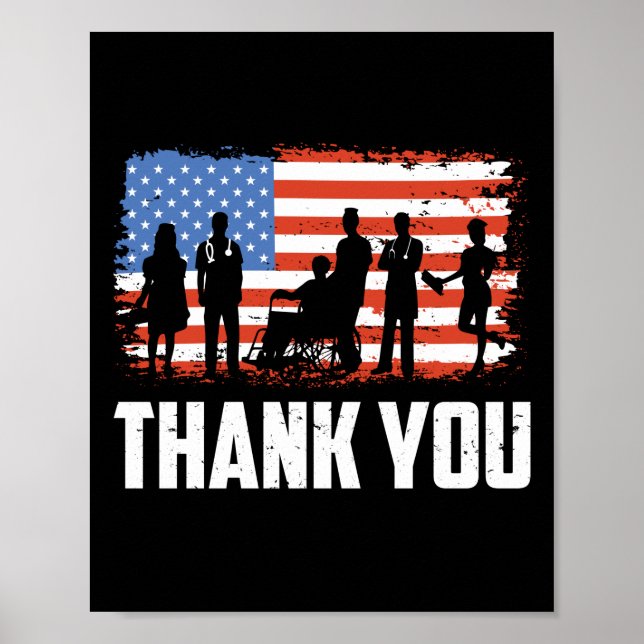 Thank You Patriotic American Flag Poster (Front)
