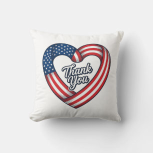 Thank You Patriotic Heart Vintage Vector Design_1 Cushion