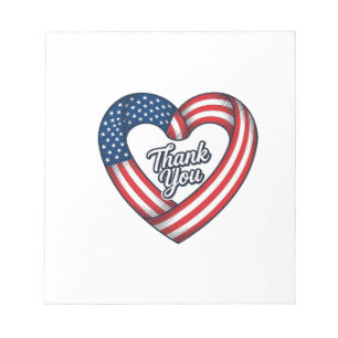 Thank You Patriotic Heart Vintage Vector Design_1 Notepad