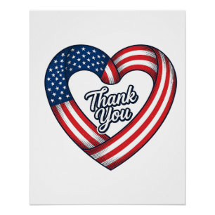 Thank You Patriotic Heart Vintage Vector Design_1 Poster