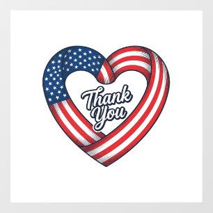 Thank You Patriotic Heart Vintage Vector Design_1 Window Cling