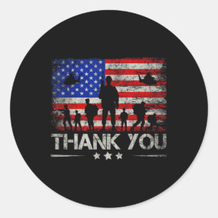Thank You Patriotic Memorial Day 4th Of July Usa F Classic Round Sticker