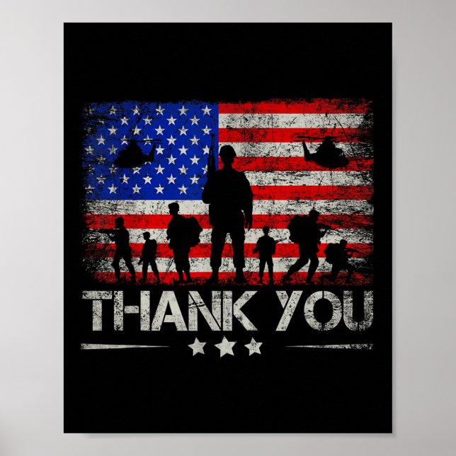 Thank You Patriotic Memorial Day 4th Of July Usa F Poster (Front)
