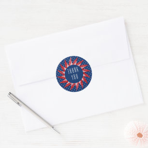 Thank You Patriotic Red White and Blue Classic Round Sticker