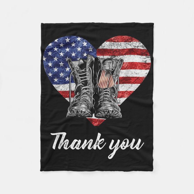 Thank You Patriotic Shirts Memorial Day 4th Of Jul Fleece Blanket (Front)