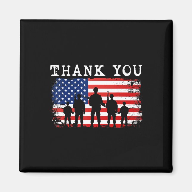 Thank You Patriotic Veteran Memorial Day 4th Of Ju Magnet (Front)