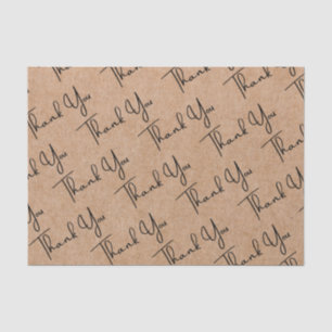 thank you pattern kraft brown tissue paper