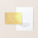 Thank You Pattern Simple Minimal Typography Folded Foil Card<br><div class="desc">Send a stylish note of thanks for any occasion with simply elegant gold foil folded thank you cards. All wording on this template is simple to personalise or delete, and fonts can be customised with the Zazzle design tool. The modern minimalist design features real metallic gold foil on front and...</div>