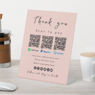 Thank You Paypal Cash App Venmo Blush Pink Pedestal Sign