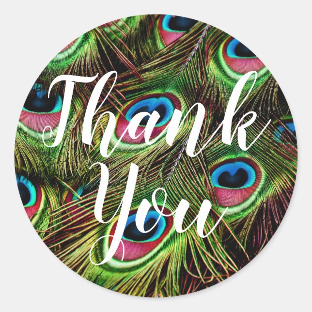 Thank You Peacock Feather Stickers (Front)