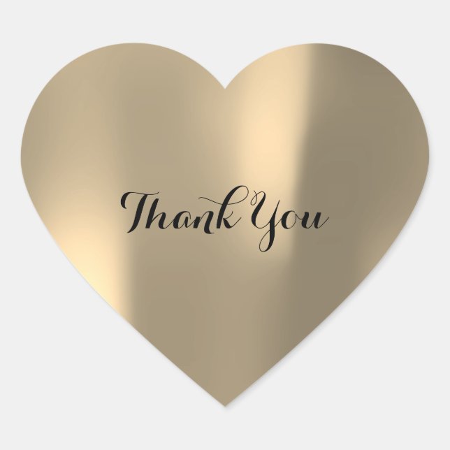 Thank You Pearly Foxier Gold Ombre Gray Heart Sticker (Front)