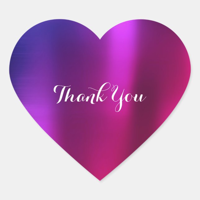 Thank You Pearly Purple Pink Lavender Metallic Red Heart Sticker (Front)