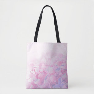 Thank you personalise hydrangea pink tote bag