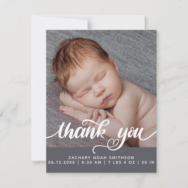     Thank You Personalised Birth Announcement Card (Front)