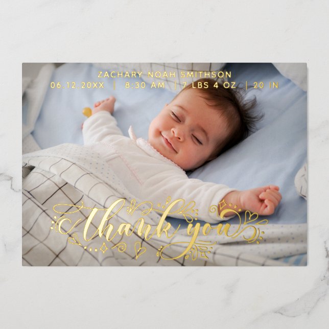     Thank You Personalised Birth Announcement Card (Front)