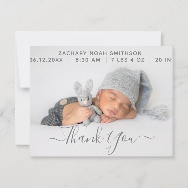     Thank You Personalised Birth Announcement Card (Front)