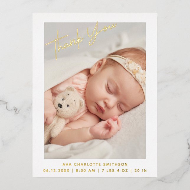 Thank You Personalised Birth Announcement Postcard (Front)