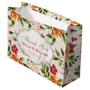 Thank You - Personalised Elegant Stylish Floral Large Gift Bag
