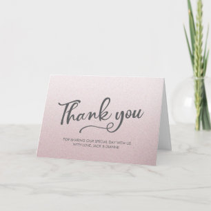 Thank you personalised greeting card pink glitter