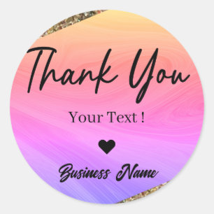 Thank You Personalised Pastel Holographic  Classic Round Sticker