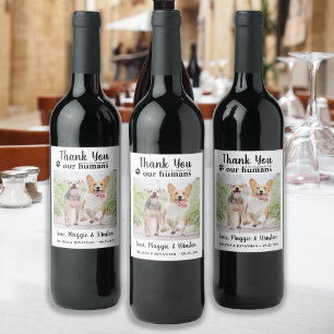 Thank You Personalised Pet Photo Dog Wedding Wine Label