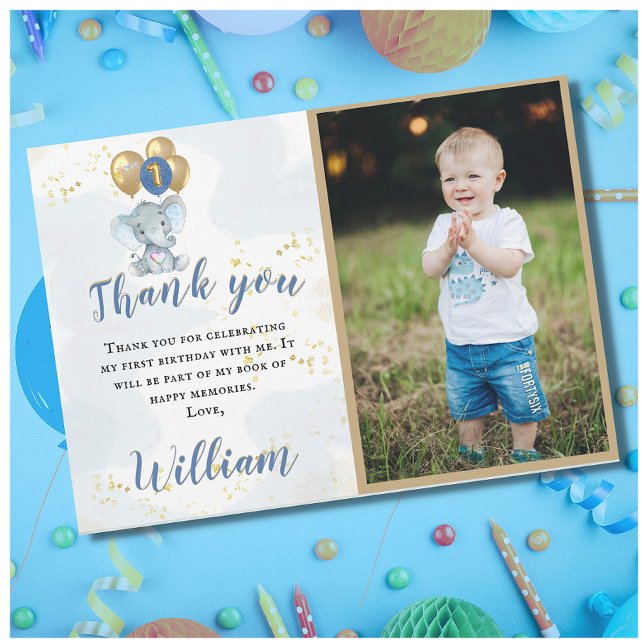 Thank You Personalised Photo 1st Birthday Card (Creator Uploaded)