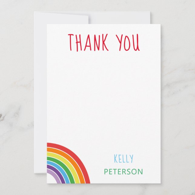 Thank You Personalised Rainbow Kids Party (Front)
