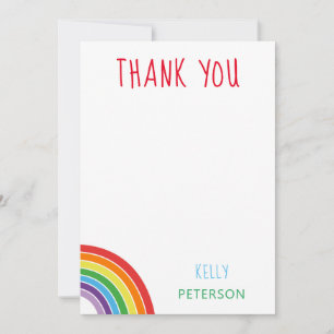 Thank You Personalised Rainbow Kids Party Card