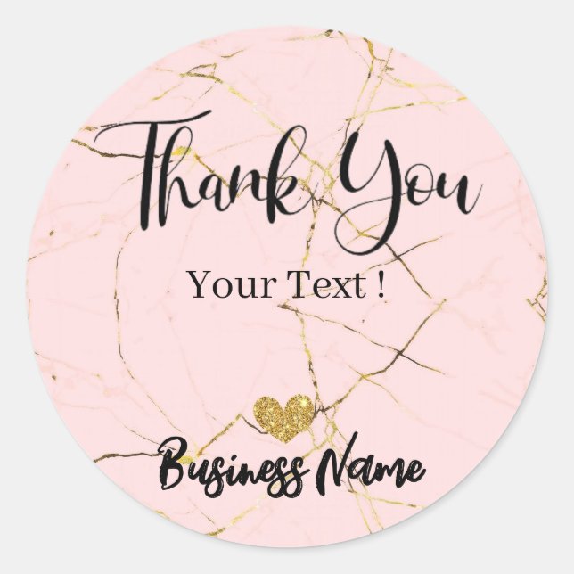 Thank You Personalised Rose Gold  Classic Round Sticker (Front)