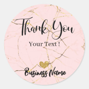 Thank You Personalised Rose Gold  Classic Round Sticker