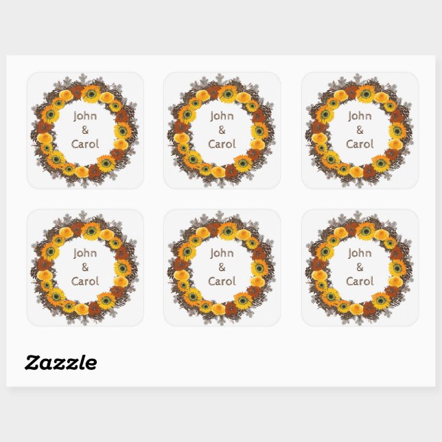 Thank You Personalized Flowers Postage Square Sticker (Sheet)