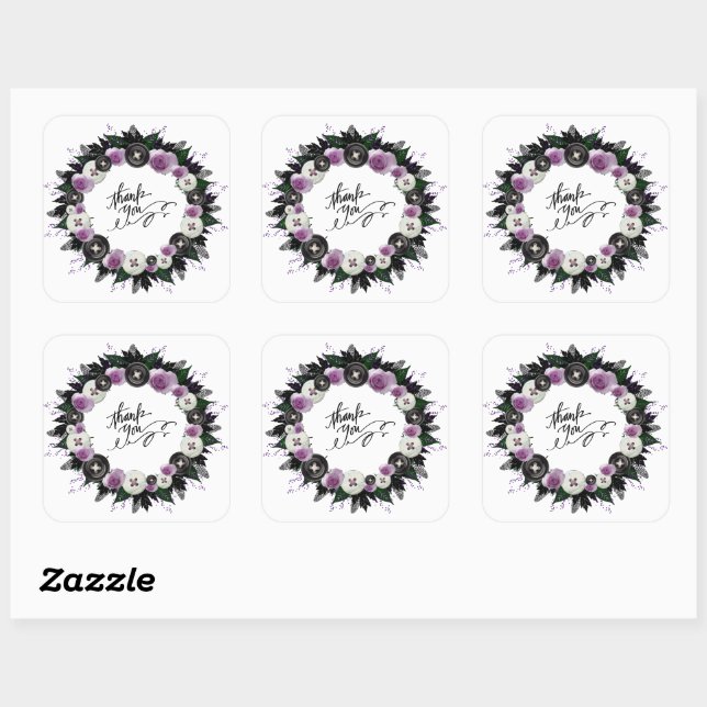 Thank You Personalized Flowers Postage Square Sticker (Sheet)