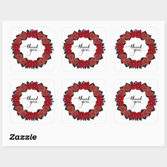 Thank You Personalized Flowers Postage Square Sticker (Sheet)