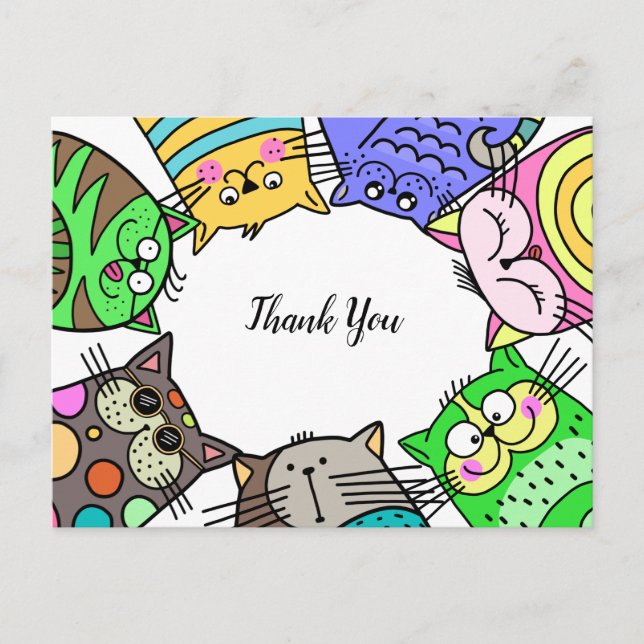 Thank You Pet Cat Frame Postcard (Front)