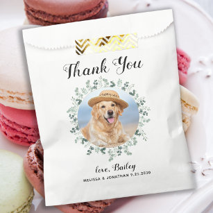 Thank You Pet Photo Eucalyptus Dog Treat Wedding Favour Bags