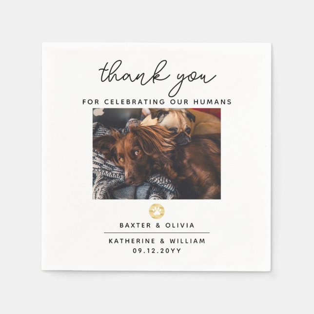 Thank You Pet Photo Wedding Napkin (Front)