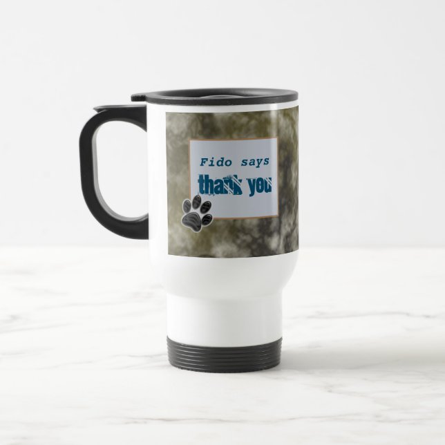 Thank You Pet Sitter Black Paw Thanks Animal Care Travel Mug (Left)
