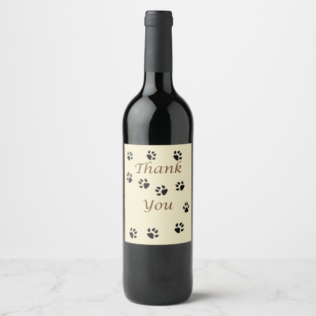 Thank You Pet Sitter Dog Walker Appreciation Wine Label (Front)