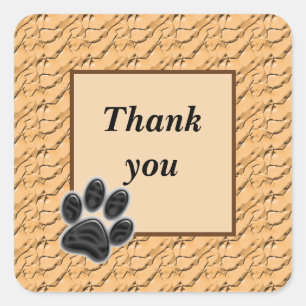 Thank You Pet Sitter Paw Print Appreciation Square Sticker