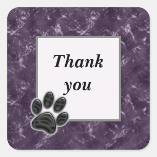 Thank You Pet Sitter Paw Print Deep Purple Square Sticker