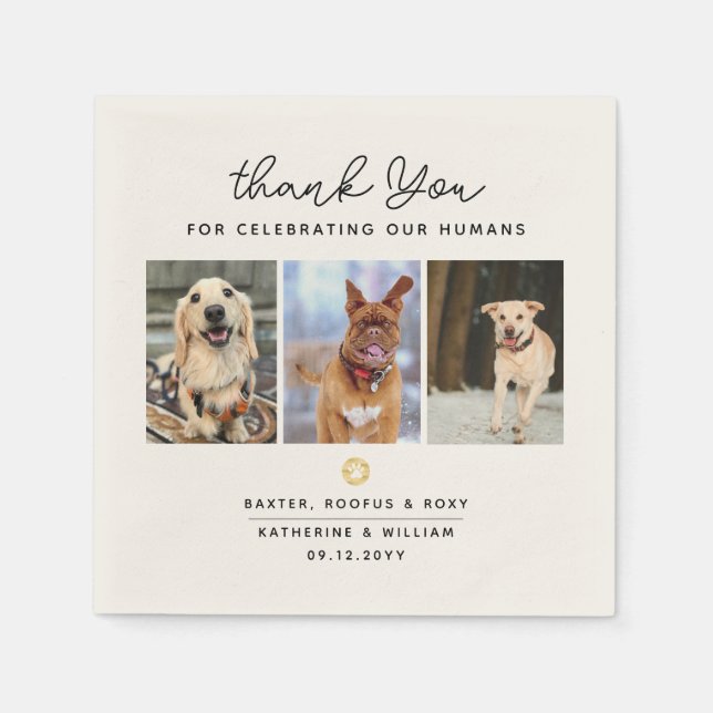 Thank You Pet Theme 3 Photos Wedding Napkin (Front)